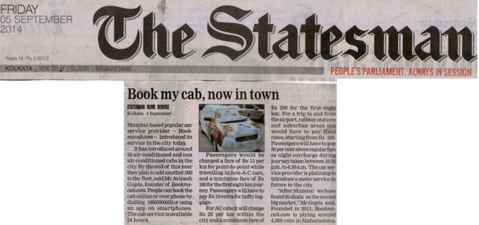 Bookmycab launches Kolkata operations